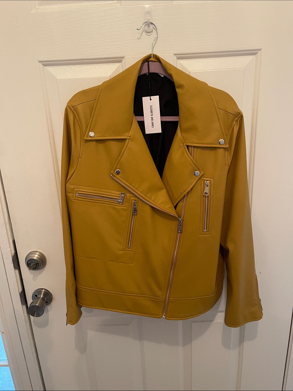 Women’s Mustard Yellow Moto Leather Jacket by Unknown Brand